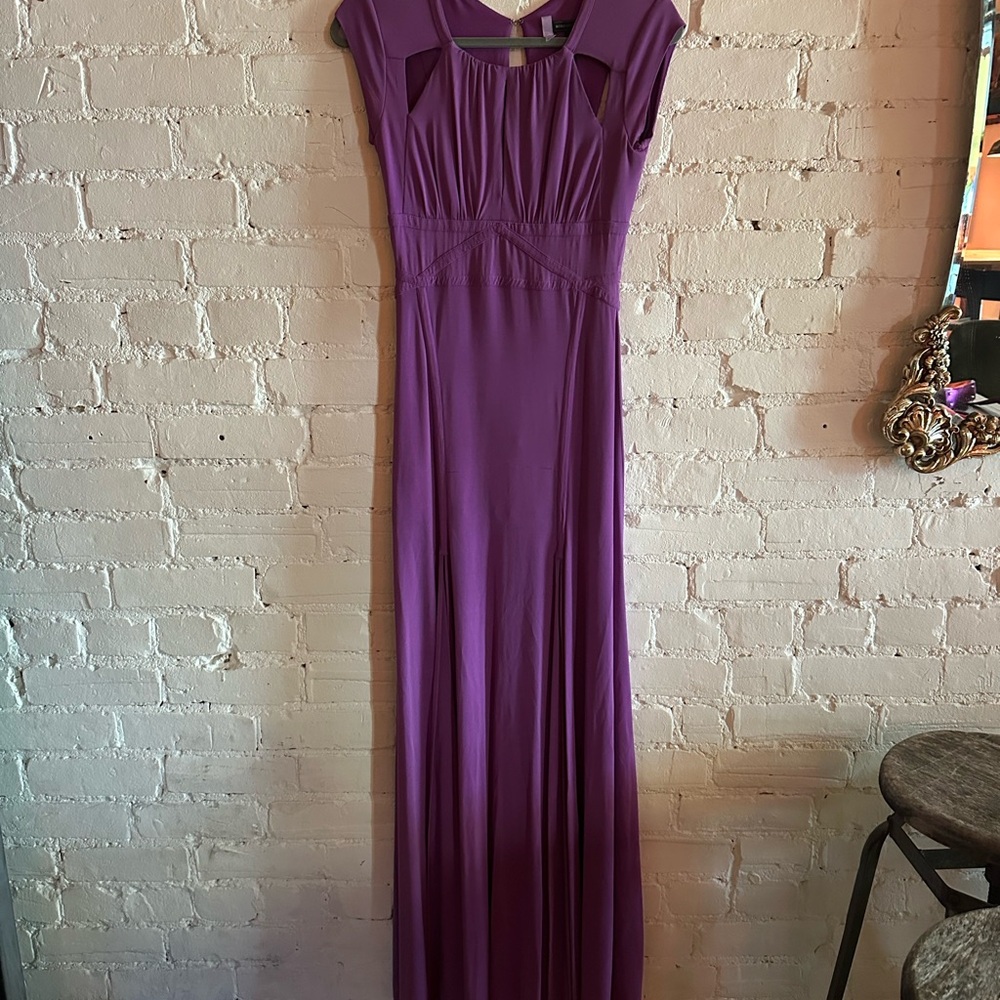 BCBGMaxAzria Purple Cap Sleeve Maxi Gown